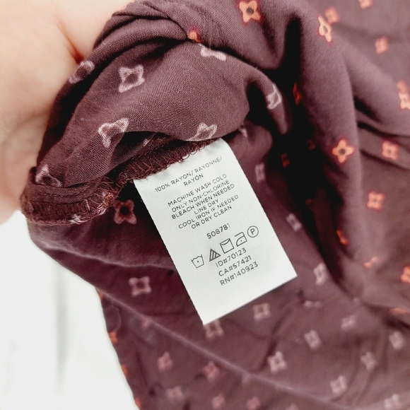LOFT Outlet Crimson Brown Red Dots Pattern Tunic Women Top Blouse P1641 - Picture 5 of 7